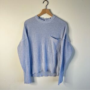 Revolve Pistola Women's Darya Distressed Sweater Light Blue Size Small